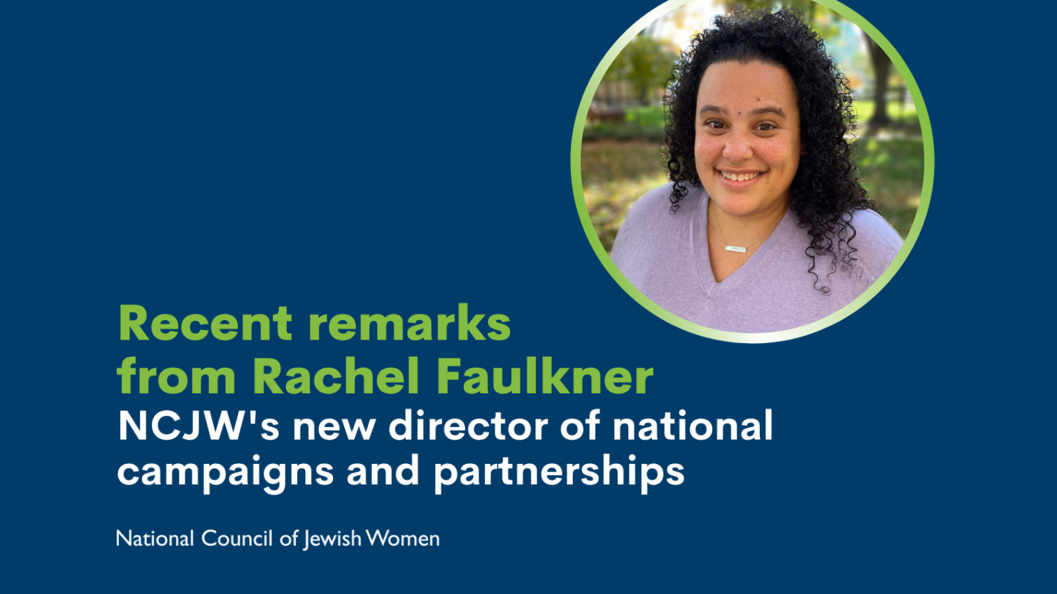 National Council of Jewish Women | Recent remarks from a new NCJW team ...