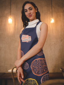 Woman wearing NCJW Passover Apron
